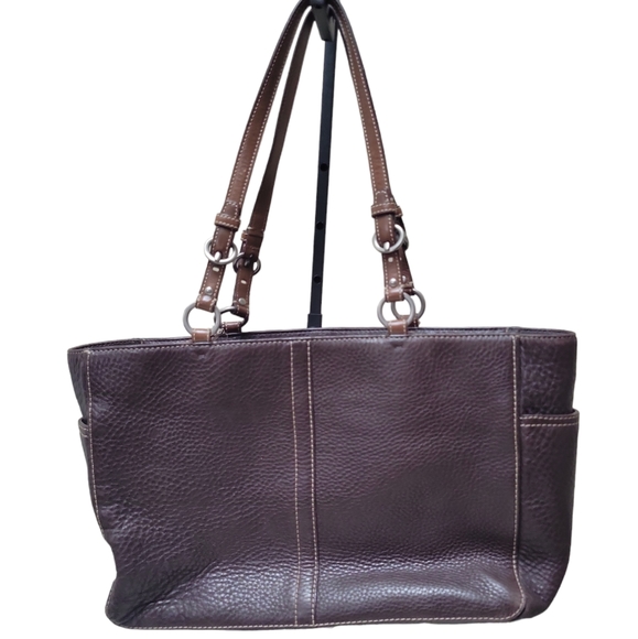 EUC Vintage Coach F0782 Brown Pebbled Leather Zip Top Lined Hobo Shoulder Bag - Picture 1 of 6